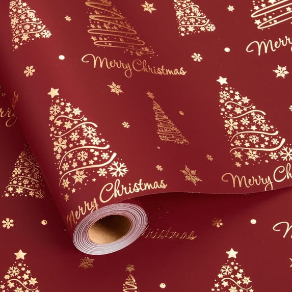 HOMERAL 3D Embossed Christmas Wrapping Paper Roll with Foil Shine for Christmas - 17 In x 33 Ft