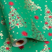 HOMERAL 3D Embossed Christmas Wrapping Paper Roll with Foil Shine for Christmas - 17 In x 33 Ft