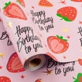 thumbnail image 1 of HOMERAL Birthday Wrapping Paper Mini Roll, Strawberry, Happy Birthday to You Text, Cake, Star, Pink Gift Wrapping Paper Roll, Suitable for Boys Girls, Birthday Party, Baby Shower (17 Inch X 33 Feet), 1 of 6