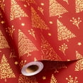thumbnail image 1 of HOMERAL Christmas wrapping paper roll - 3D Embossed Tree, Birds, Stars on Red with Gold Foil Metallic Shine for Christmas, New Year Celebration - 17 In x 33 Ft, 1 of 6