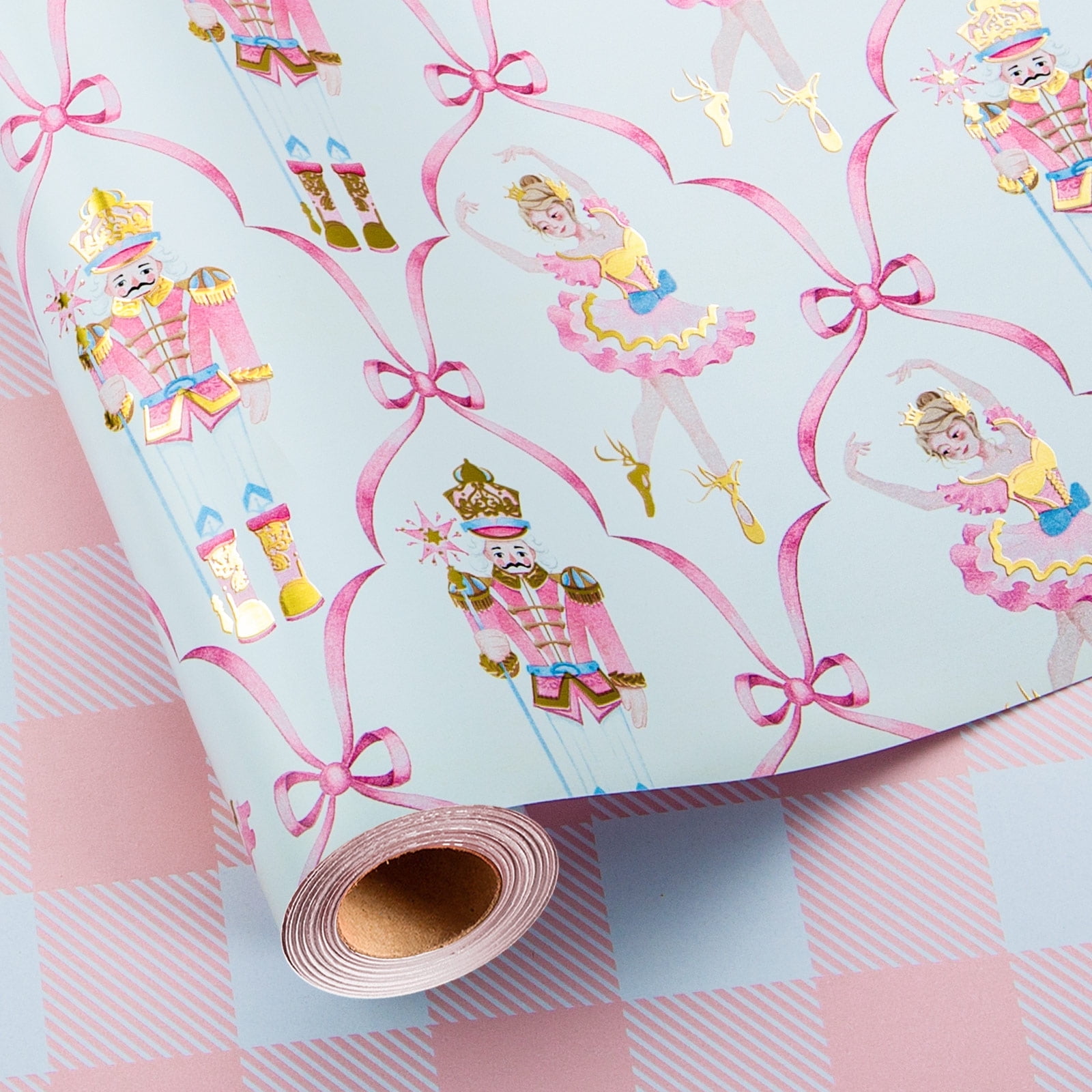 HOMERAL Christmas Wrapping Paper Roll - Pink and White Gift Wrap with ...