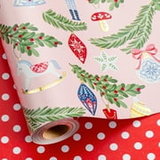 HOMERAL Christmas Wrapping Paper Roll - Purple Gift Wrap with Nutcracker, Bowknot - Perfect for Christmas - 17 Inch X 33 Feet