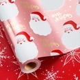 thumbnail image 1 of HOMERAL Christmas Wrapping Paper Roll - Pink Gift Wrap with Santa Claus Head, "Merry Christmas" Letter and Snowflake - Perfect for Christmas - 17 Inch X 33 Feet, 1 of 6