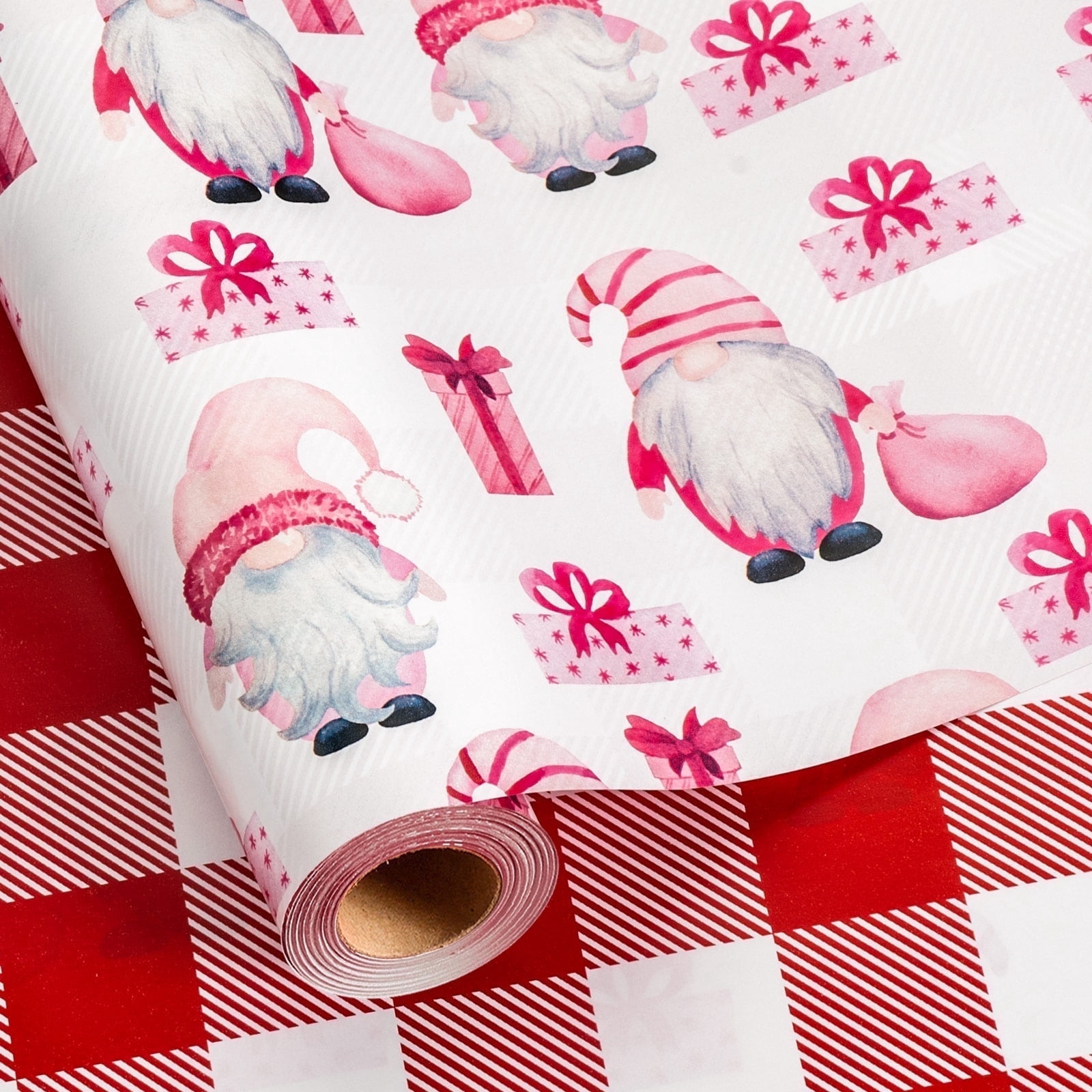 HOMERAL Christmas Wrapping Paper Roll - Red Gift Wrap with Goblin, Gift ...