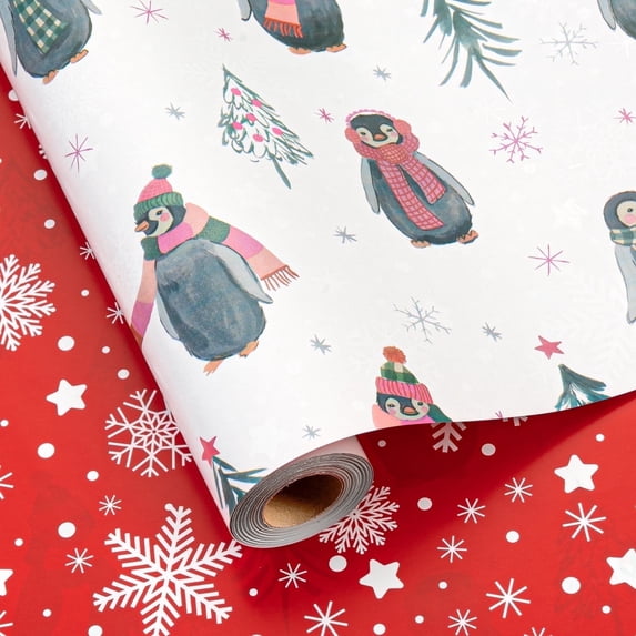 Paper Rol Pattern HOMERAL Christmas Wrapping Paper Roll - Gift Wrap with a Penguin ...