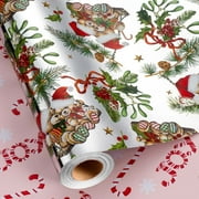 HOMERAL Silver Christmas Wrapping Paper Roll - Gift Wrap with Teddy Bear and Bowknot - Perfect for Christmas - 17 Inch X 33 Feet