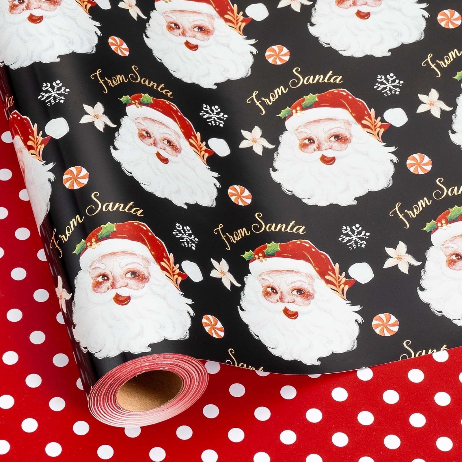 HOMERAL Christmas Wrapping Paper Roll - Gift Wrap with Santa Claus Head ...
