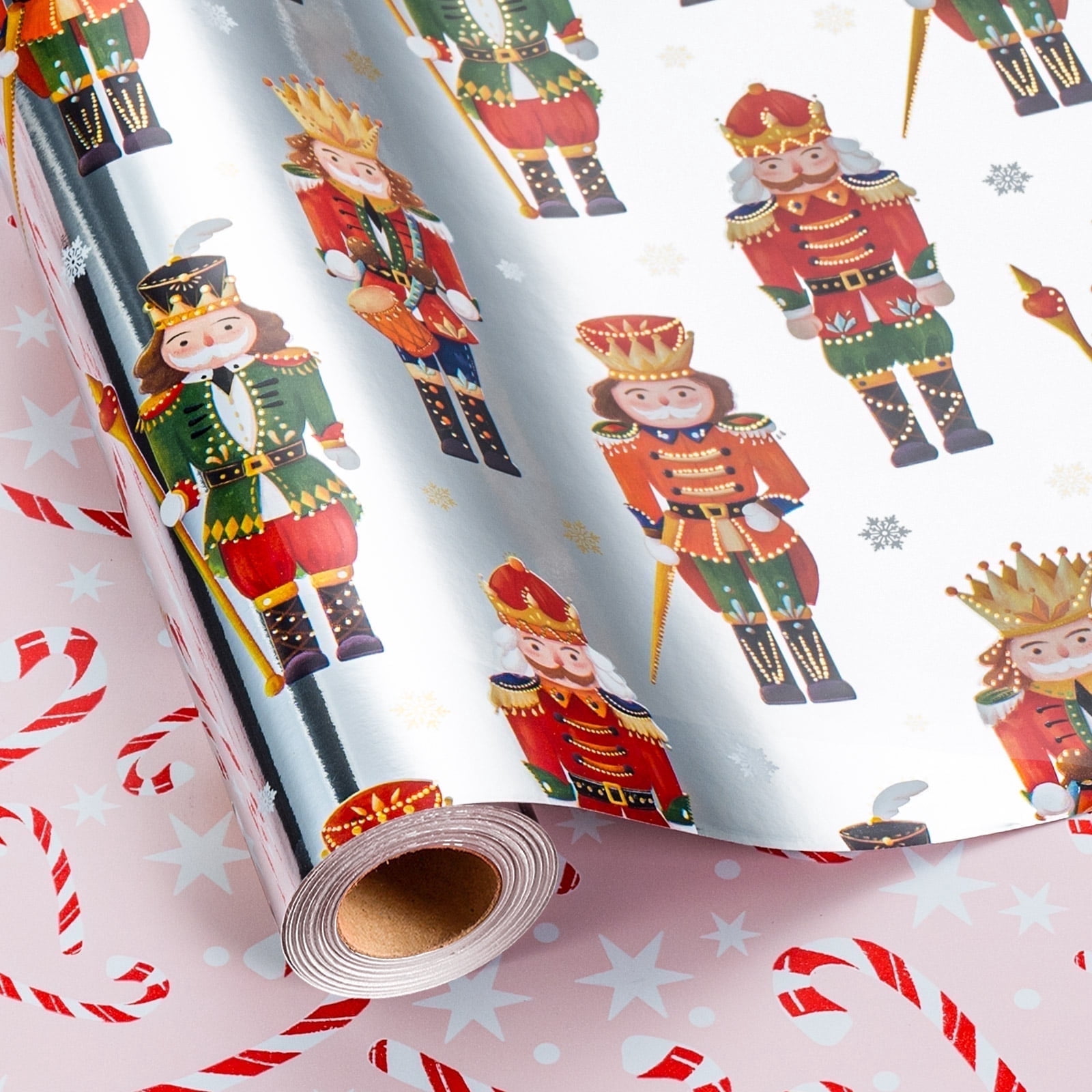 Christmas Rapper Paper HOMERAL Christmas Wrapping Paper Roll - Silver Nutcracker Gift Wrap ...