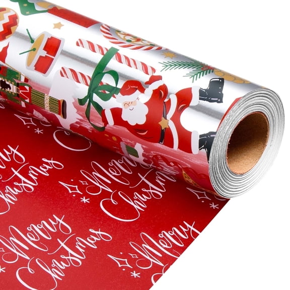 HOMERAL Christmas Wrapping Paper Roll - Gift Wrap with Nutcrackers, Santa Claus, and Candy Canes - Perfect for Christmas - 17 Inch X 33 Feet