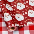 thumbnail image 1 of HOMERAL Christmas Wrapping Paper Roll - Red Gift Wrap with Santa Claus Head, Snowflake, Red Hat and Red Plaid - Perfect for Christmas - 17 Inch X 33 Feet, 1 of 6