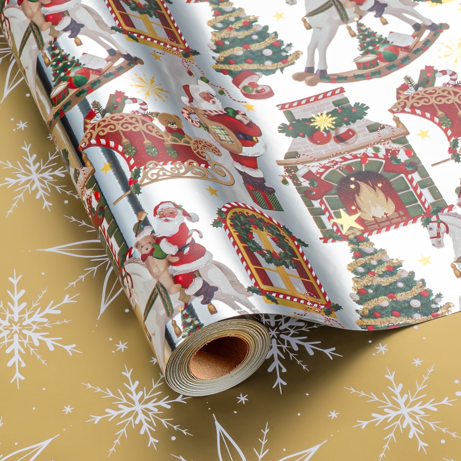 HOMERAL Christmas Wrapping Paper Roll - Gift Wrap with Santa Claus ...