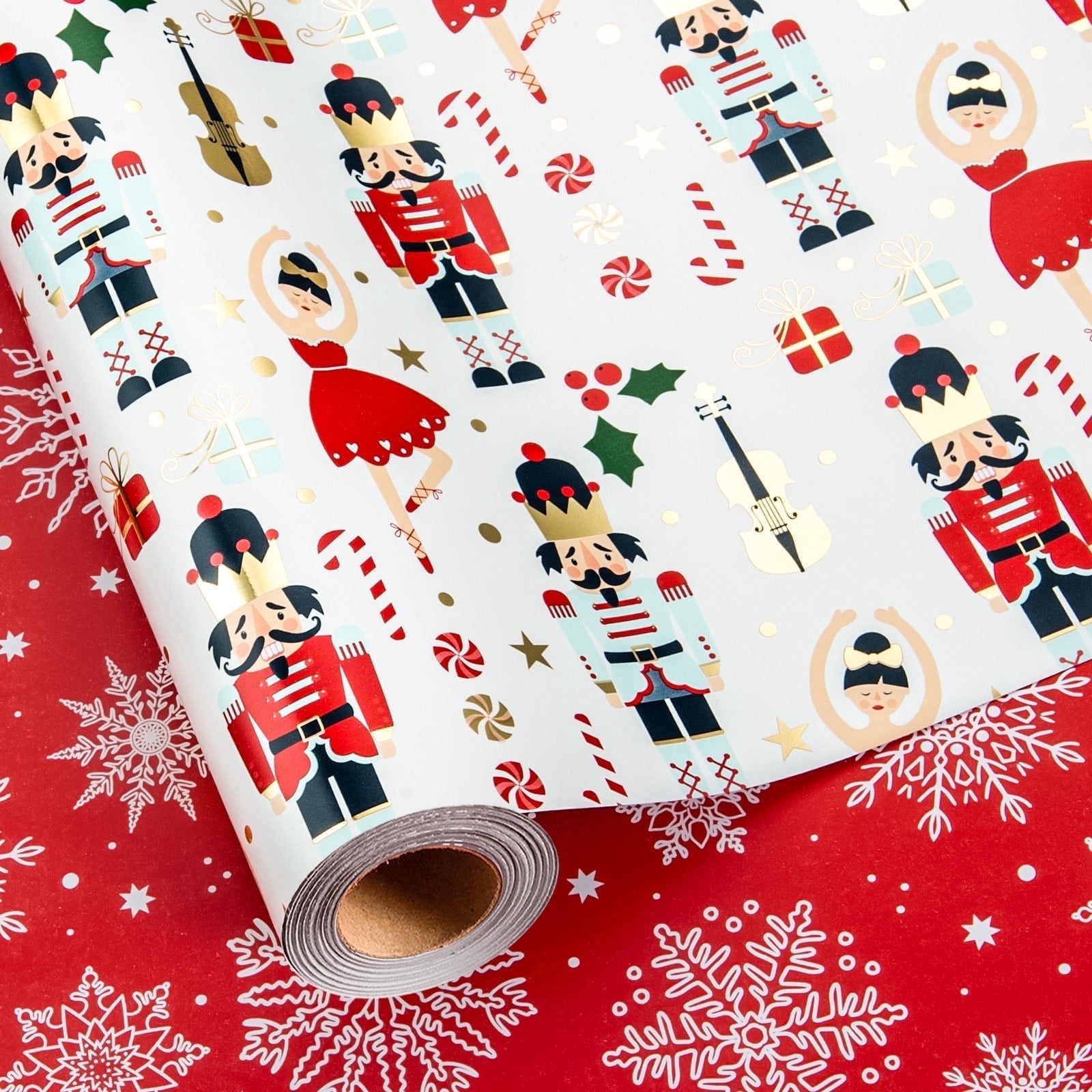 HOMERAL Christmas Wrapping Paper Roll - Gift Wrap with Nutcracker ...