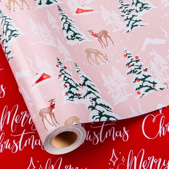 HOMERAL Christmas Wrapping Paper Roll - Gift Wrap with - Perfect for Christmas - 17 Inch X 33 Feet