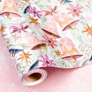 HOMERAL Christmas Wrapping Paper Roll - Red Gift Wrap with Bell, Leaf, Snowflake - Perfect for Christmas - 17 Inch X 33 Feet