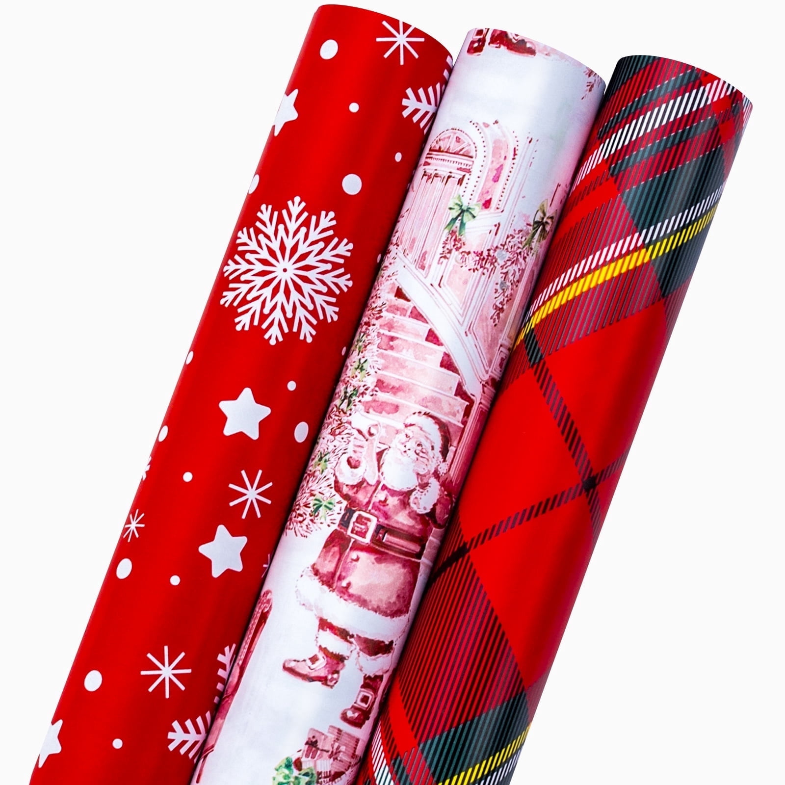 HOMERAL Christmas Wrapping Paper Roll - Gift Wrap with Santa Claus ...