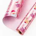 thumbnail image 1 of HOMERAL Christmas Wrapping Paper Roll - Pink Gift Wrap with Reindeer, Gift Box, Santa Claus, Candy Cane and Snowflake - Perfect for Christmas - 17 Inch X 33 Feet, 1 of 6
