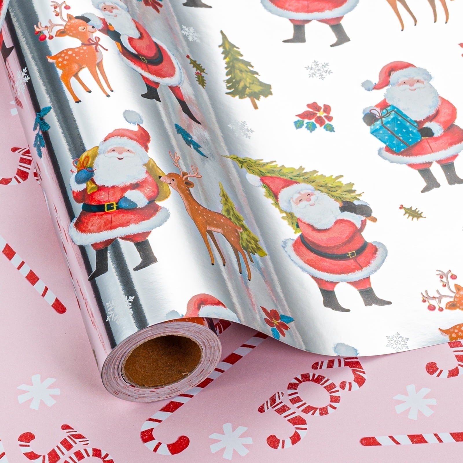 HOMERAL Christmas Wrapping Paper Roll - Gift Wrap with Santa Claus ...