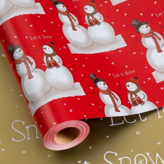 HOMERAL Christmas Wrapping Paper Roll - Vintage Snowman Gift Wrap - Perfect for Christmas - 17 Inch X 33 Feet