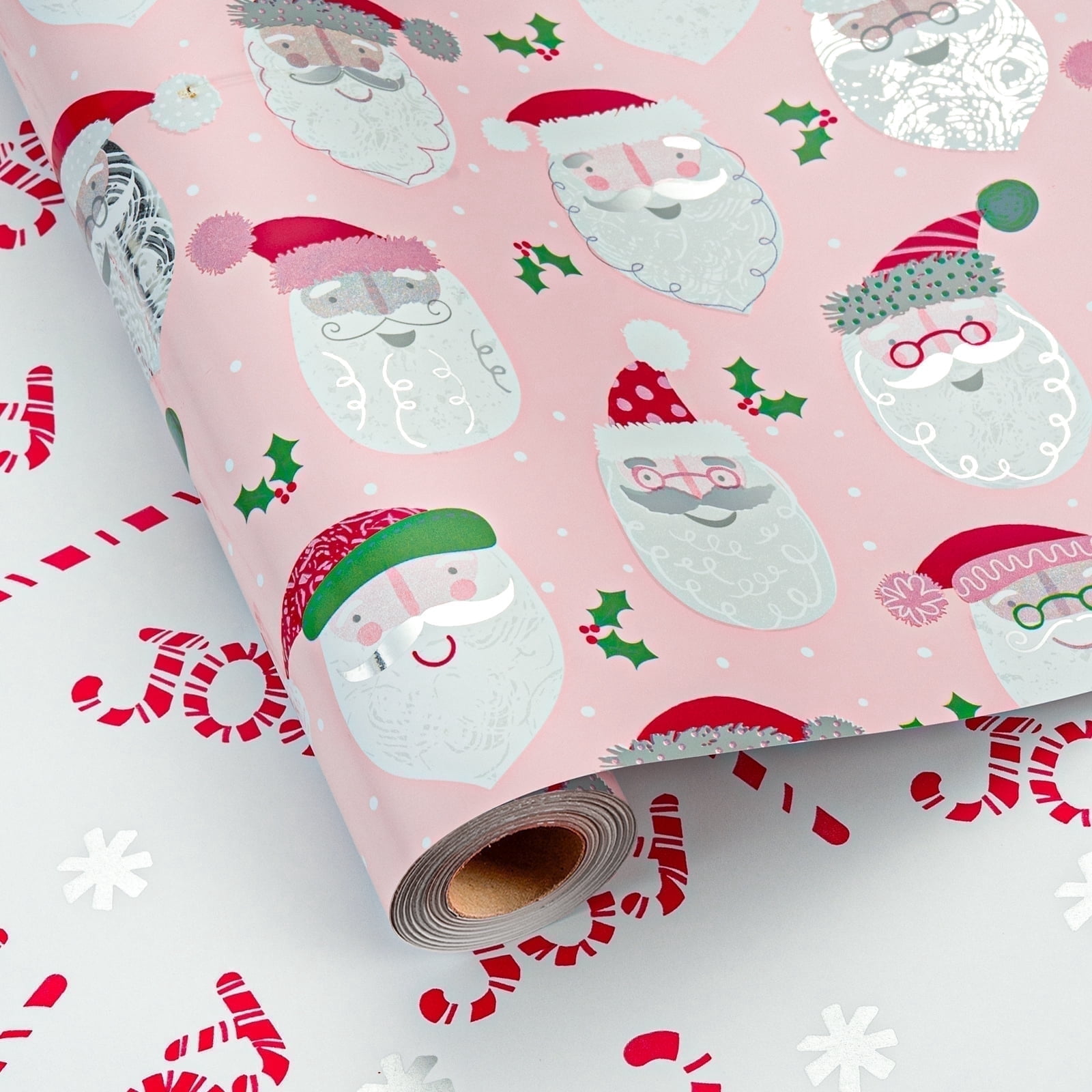 HOMERAL Christmas Wrapping Paper Roll - Gift Wrap with Santa Head and ...