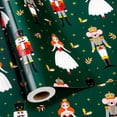 thumbnail image 1 of HOMERAL Christmas Wrapping Paper Roll - Green Gift Wrap with Nutcracker Mouse, Dancing Girl, Candy Cane, Dahlia - Perfect for Christmas - 17 Inch X 33 Feet, 1 of 7