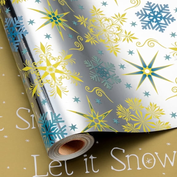 HOMERAL Christmas Wrapping Paper Roll - Gift Wrap with Snowflake - Perfect for Christmas - 17 Inch X 33 Feet