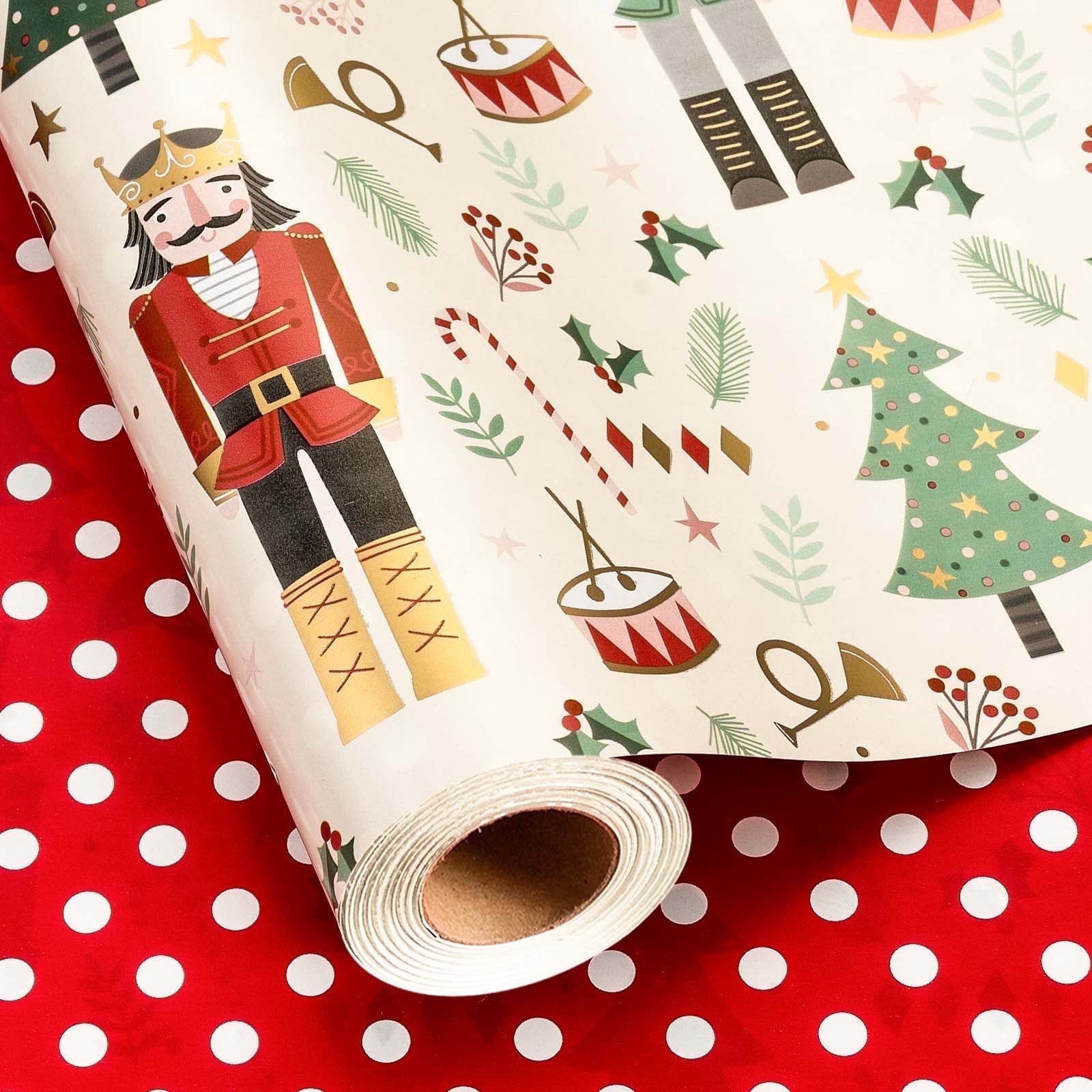 HOMERAL Christmas Wrapping Paper Roll - Gift Wrap with Nutcracker ...