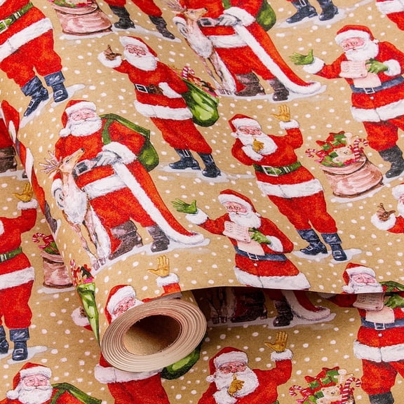 HOMERAL Christmas Wrapping Paper Roll - Santa Claus Gift Wrap - Perfect for Christmas - 17 Inch X 33 Feet