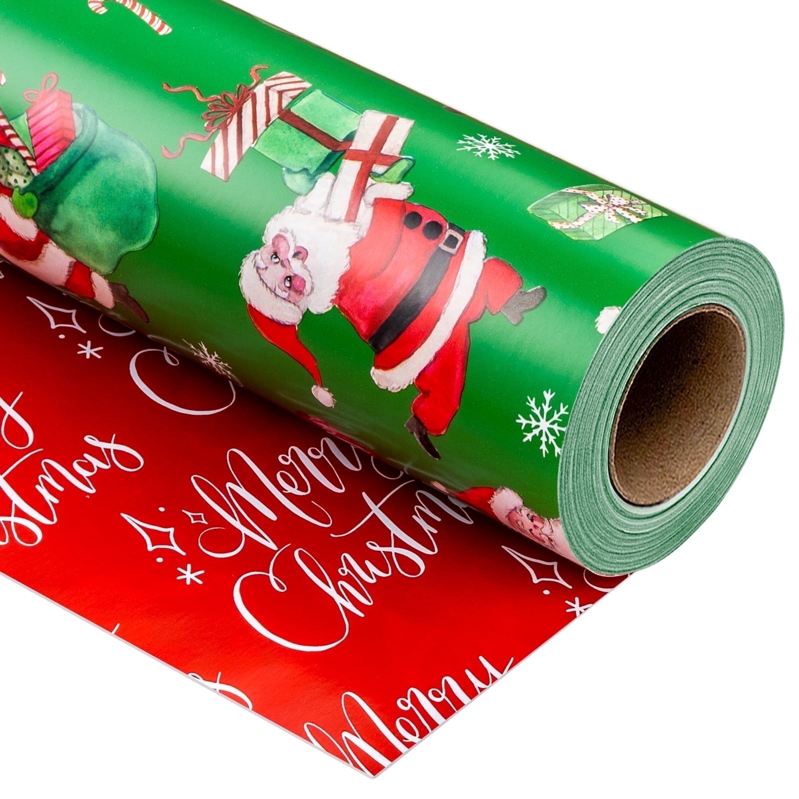 HOMERAL Reversible Christmas Wrapping Paper Roll - Gift Wrap with Santa ...