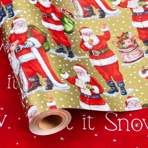 HOMERAL Christmas Wrapping Paper Roll - Santa Claus Gift Wrap - Perfect for Christmas - 17 Inch X 33 Feet