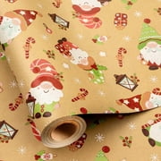 HOMERAL Christmas Wrapping Paper Roll - 17 Inch X 33Feet - Reversible Gray Nutcracker, Pink Stick Candy with Foil Metallic Shine