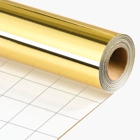 HOMERAL Gift Wrap Paper Roll Metallic Gold Grid Cutting Lines 17 in x 32.8 Ft