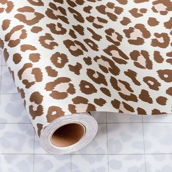HOMERAL Brown Leopard Print Wrapping Paper, Cut Auxiliary Line Design Gift Wrap for Birthday Gift Wrap for Baby Shower, Valentines, Mothers day, Graduation, Wedding, Fathers day, Christmas (17in x 32