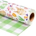 thumbnail image 1 of HOMERAL Easter Wrapping Paper Roll - 17 Inch X 33 Feet - Green Gift Wrap with White Rabbits, Flowers - Perfect for Easter, 1 of 8