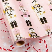 HOMERAL Christmas Wrapping Paper Roll - Green Gift Wrap with Nutcrackers, Ballerinas, and Carousels - Perfect for Christmas - 17 Inch X 33 Feet