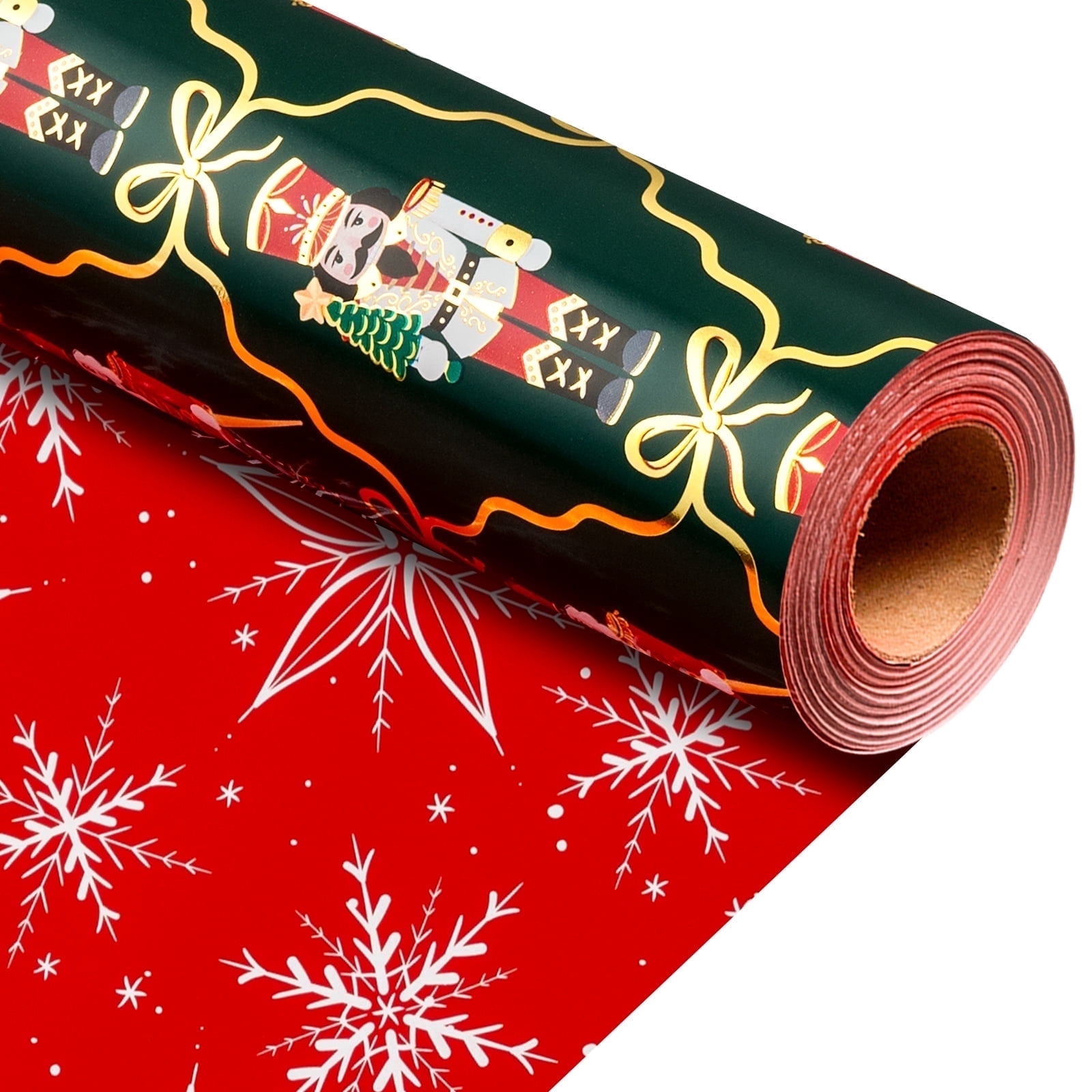 Gifts Rool HOMERAL Christmas Wrapping Paper Roll - Green Gift Wrap with Nutcracker ...