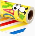 thumbnail image 1 of HOMERAL Reversible Birthday Wrapping Paper Roll, 17 Inch x 32.8 Feet Colorful Jungle Animals/Happy Birthday Lettering/Stripes Cute Yellow Gift Wrap Paper for Party, Shower, Holiday, 1 of 6