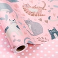 thumbnail image 1 of HOMERAL Reversible Cat Design Wrapping Paper Roll - Pink and white polka dot design on the other side, suitable for Valentine's Day, Birthday, Mother's Day, Wedding, Baby Shower, 1 of 7