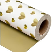 HOMERAL Wedding Wrapping Paper Roll, Heart Gift Wrapping Paper, Elegant Golden Heart Design Bridal Shower Gift Wrap for Birthday, Anniversary, Engagement, Valen