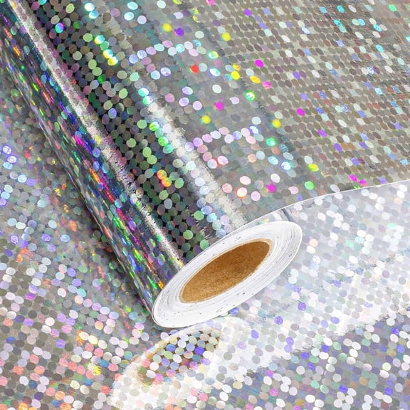 HOMERAL 17 In X 32.8 Ft (46.5 sq.ft.) Holographic Wrapping Paper Roll, Silver Dots Gift Wrap for Disco Party, Wedding, Birthday, Christmas, Bridal Shower, Father's Day, Graduation