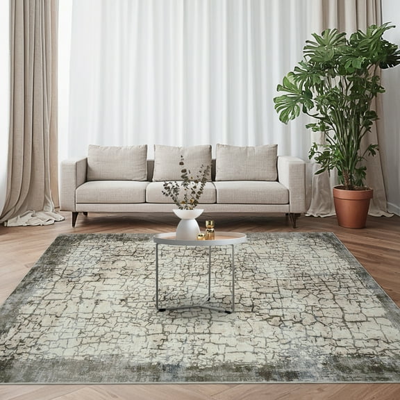 HOMERRY 10' x 13' Area Rug for Living Room Abstract Indoor Non Slip Neutral Carpet, Brown