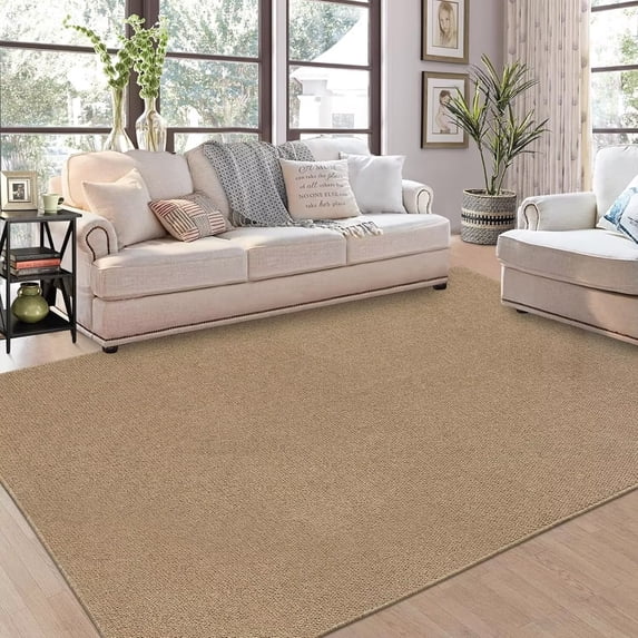 HOMERRY 10' x 13' Area Rug for Living Room Solid Textured Modern Non Slip Washable Indoor Carpet, Taupe