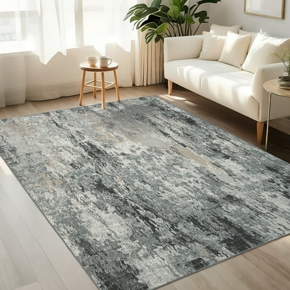 HOMERRY 10' x 13' Area Rug for Living Room Washable Bedroom Vintage Abstract Carpet for Floor Decoration, Gray