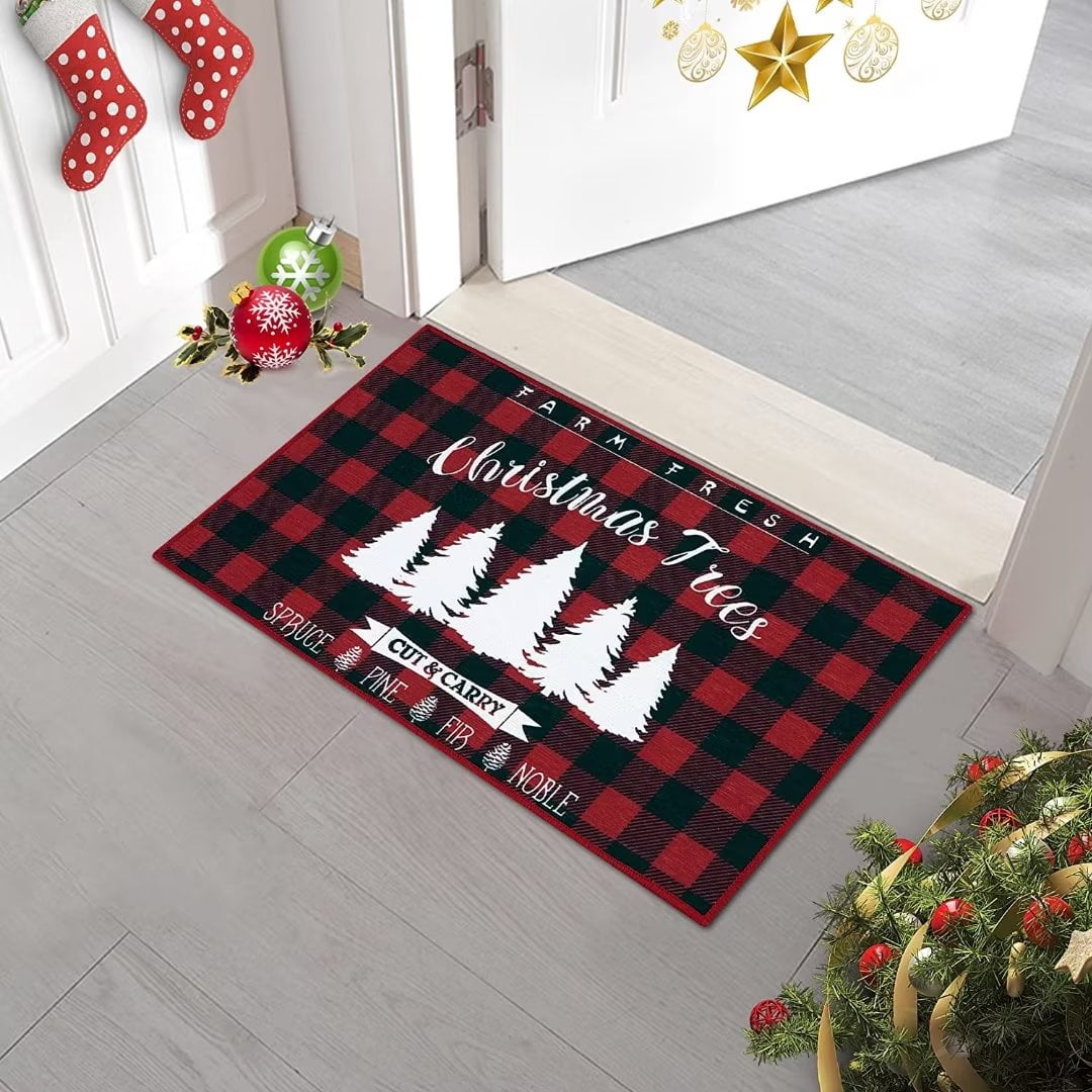 HOMERRY 17" x 29" Farmhouse Front Door Mat Christmas Outdoor Indoor