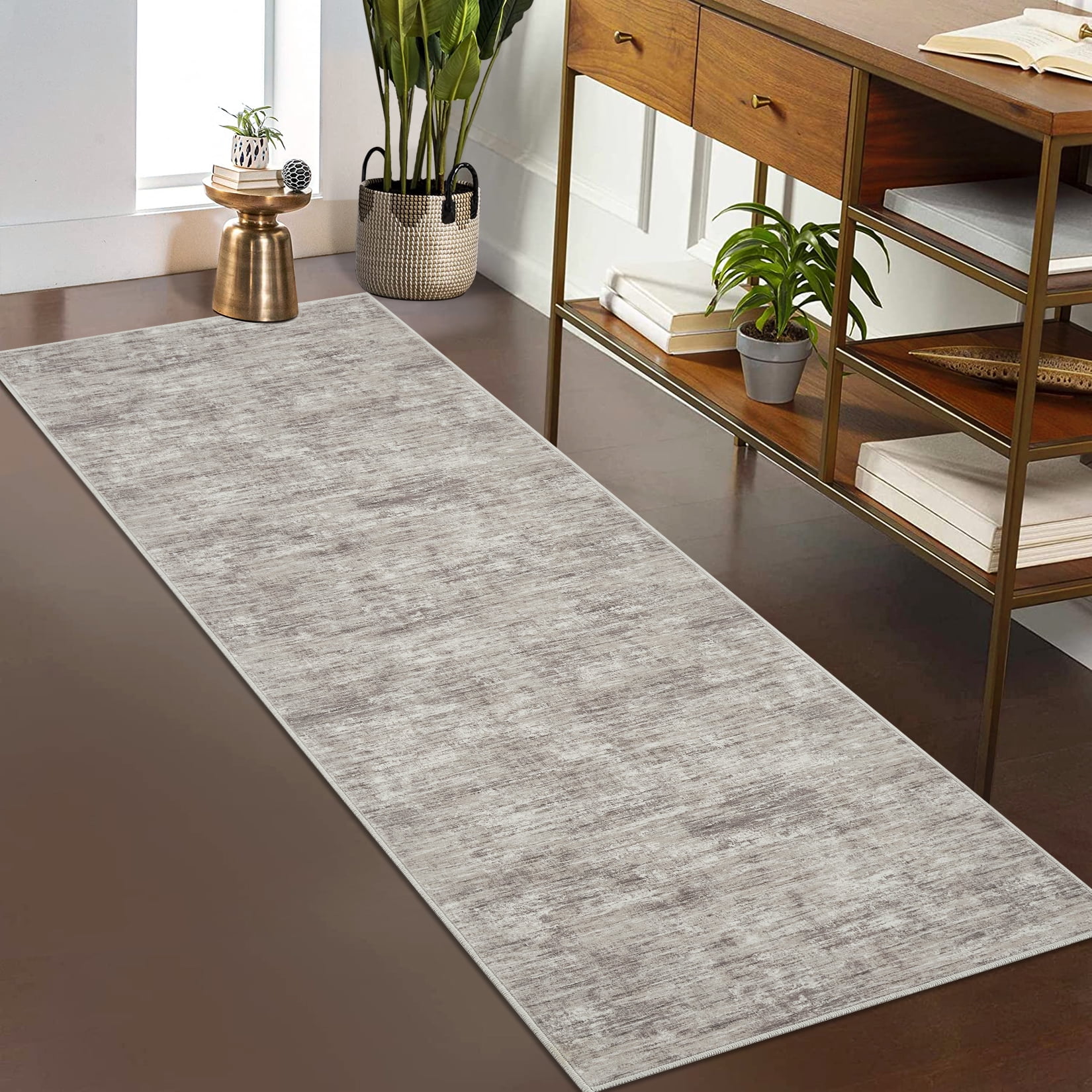 HOMERRY 2' x 6' Runner Solid Washable Rug for Enterway Hallway Non Slip Kitchen Indoor Home Decor, Camel