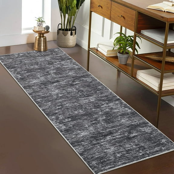 HOMERRY 2' x 6' Runner Solid Washable Rug for Enterway Hallway Non Slip Kitchen Indoor Home Decor, Dark Gray