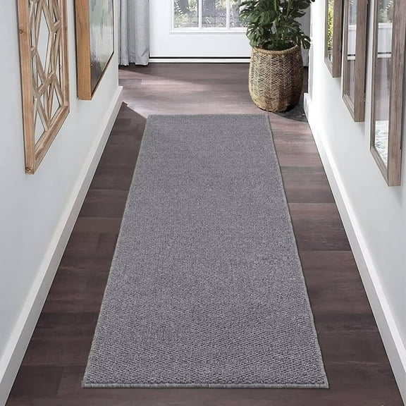 HOMERRY 2' x 6' Runner for Hallway Solid Textured Modern Non Slip Washable Indoor Carpet, Gray