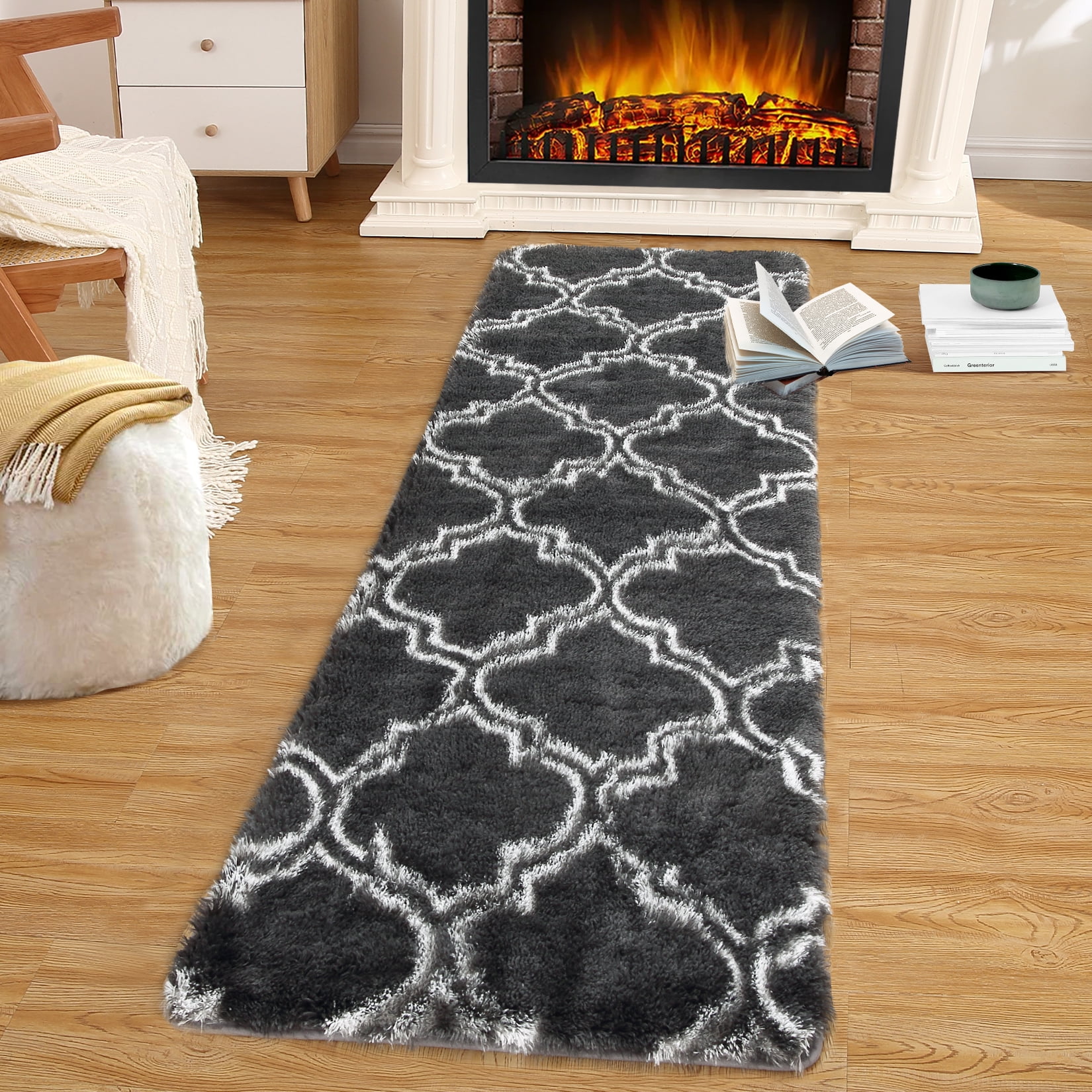 Silly Runner Rug HOMERRY 2' x 8' Fluffy Runner for Living Room Boho Moroccan Runner Rug ...