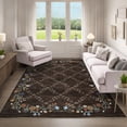 thumbnail image 1 of HOMERRY 4' x 6' Thow Area Rugs for Living Room Modern Washable Indoor Floral Border Print Carpet, Dark Brown, 1 of 5