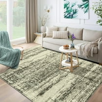 HOMERRY 5' x 7' Area Rug for Living Room Boho Vintage Rug Non Slip Throw Rugs Floral Bedroom Rug, Brown