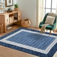 thumbnail image 1 of HOMERRY 5' x 7' Area Rug for Living Room Geometric Bordered Non Slip Washable Indoor Carpet, Navy, 1 of 5